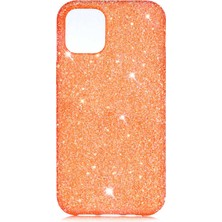 Noktaks iPhone 12 Pro Max Uyumlu Kılıf Simli Koruyucu Eni Kapak - Turuncu - T15285