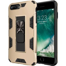 Noktaks iPhone 8 Plus Uyumlu Kılıf Katlanabilir Standlı Koruyucu Volve Kapak - Gold - T14099