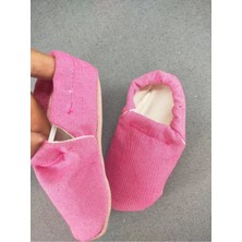 Loove Bebe Bebek Kız Erkek Keten Ergonomik Ev Kreş Patik Panduf Ayakkabı — Pembe