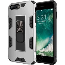 Noktaks iPhone 8 Plus Uyumlu Kılıf Katlanabilir Standlı Koruyucu Volve Kapak - Gri - T14099
