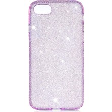 Noktaks iPhone 7 Uyumlu Kılıf Simli Koruyucu Eni Kapak - Mor - T15270