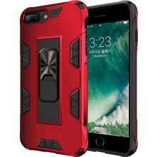 Noktaks iPhone 8 Plus Uyumlu Kılıf Katlanabilir Standlı Koruyucu Volve Kapak - Kırmızı - T14099