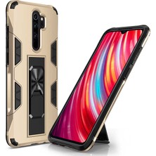 Noktaks Redmi Note 8 Pro Uyumlu Kılıf Katlanabilir Standlı Koruyucu Volve Kapak - Gold - T14111