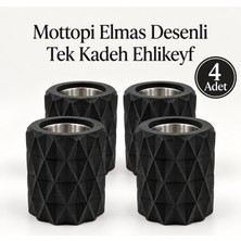 Mottopi Ehlikeyf 4 Adet Siyah Elmas Desenli,1 Kadeh Yuvalı,metal Iç Hazneli,termojelli Soğutucu