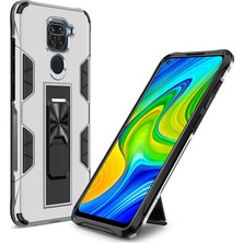 Noktaks Redmi Note 9 Uyumlu Kılıf Katlanabilir Standlı Koruyucu Volve Kapak - Gri - T14485