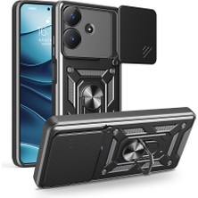 Noktaks Realme Note 60 Uyumlu Kılıf Yüzüklü Sürgülü Kamera Korumalı Vega Kapak - Siyah - T35297
