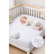 Odea Tr BEYAZ%100 Pamuk Kapitone Fitted Su Sıvı Geçirmez Bebek-Çocuk Alezi, Park Yatak Beşik Yatak Alezi, 80X130