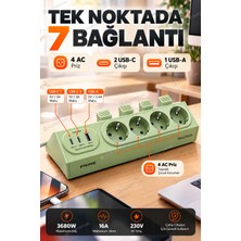 Kılıforyum Ftr-36 Prime Akım Korumalı Çoklu Priz 4’lü – 2 Usb-C + 1 Usb-A 15W, 350J, 3680W, 16A, 2 Metre Kablo, Otomatik Fiş Çıkarma Sistemli