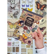 Odea Tr Vintage Kelebek Temalı 30 Yaprak 316 Adet Sticker 20 Yaprak Scrapbook Kağıdı Defteri/etiket/çıkartma