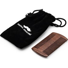 Odea Tr Premium Ahşap Sakal & Bıyık Tarağı, Çift Taraflı Diş Yapısı, Doğal Ahşap Gövde, Vegan Deri Taşıma Kılıflı Erkek Bakım Tarağı (Sandal Ağacı (Keseli))