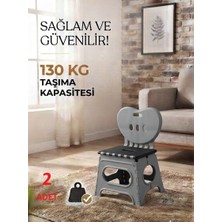 Bahometr Lüks Sağlam Dayanıklı Kullanışlı Şık Katlanır Tabure MA115 Gri ( 2 Adet )