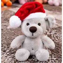 Toys Yılbaşı Şapkalı Sevimli Peluş Ayıcık Gri Noel Temalı Oyuncak 14 cm