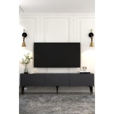 Zerka Concept Mirella Tv Sehpası Tv Ünitesi Antrasit Gümüş Antrasit