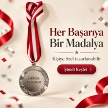 Lion Tasarım Dünyası Kişiye Özel Başarı Madalyası - Dijital Baskılı 1. Kalite Gümüş Rengi Ödül Madalyası 7cm