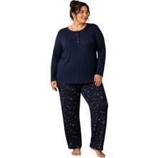 Confeo C840-905 Kadın Büyük Beden Viskon Patlı Uzunkol Pijama Takım