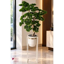 Yapay Çiçek Sitesi Metal Sütun Saksıda Yapay Bonsai Ağacı 180 cm Salon Dekorasyonu