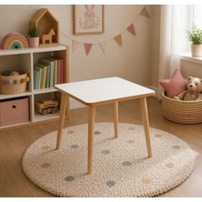 Odea Montessori Stilinde Ahşap Çocuk Aktivite Masası, Oyun ve Boyama Için 50X50 cm