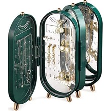 Odea Katlanabilir Takı Düzenleme Kutusu, Screen Folding Jewelry Box, 4 Panelli Takı Düzenleyici, Aynalı Tasarım, 153 Küpe Deliği, 21 Kolye Oluğu, 3 U Şeklinde Askı Bölümü | CX-9001