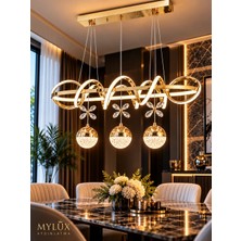 MYLUX AYDINLATMA VE TASARIM Lüx Aydınlatma Gold Renkli Alüminyum Ipek Sarkıt Masaüstü LED Avize Modern Tasarım