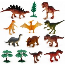 Odea Vardem 13 Parça Dinozor Hayvanları Seti, Silindir Kovada Dinozor Figür Oyuncakları, Çocuklar Için Eğitici Hayvan Tanıma ve Safari Oyun Seti, Taşınabilir Dinozor Oyuncak Seti SH-6434