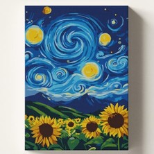 Odea Kendin Yap Sayılarla Boyama Tuval Seti, Yıldızlı Gece Temalı, 50X70 cm