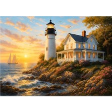 Odea 1000 Parça Lighthouse Sunset Puzzle, Deniz Feneri Temalı