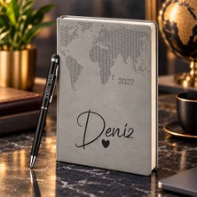 Bk Gift Kişiye Özel 378 Termo Deri Tarihli Ajanda & Siyah Touch Pen Tükenmez Kalem-12