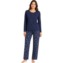 Confeo C841-001 Kadın Patlı Uzunkol Pijama Takım