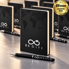 BK Gift Logonuza Özel 25 Adet 378 Termo Deri 2027 Ajanda & Siyah Touch Pen Kalem Seti