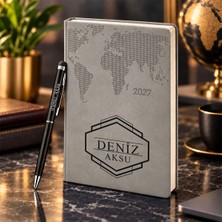 Bk Gift Kişiye Özel 378 Termo Deri Tarihli Ajanda & Siyah Touch Pen Tükenmez Kalem-4