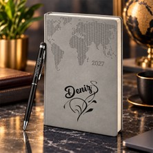 Bk Gift Kişiye Özel 378 Termo Deri Tarihli Ajanda & Siyah Touch Pen Tükenmez Kalem-5