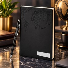 Bk Gift Kişiye Özel 378 Termo Deri Tarihli Ajanda & Siyah Touch Pen Tükenmez Kalem-17