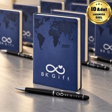 BK Gift Logonuza Özel 10 Adet 378 Termo Deri 2027 Ajanda & Siyah Touch Pen Kalem Seti