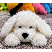 Toys Sevimli Beyaz Köpek Peluş Oyuncak Uzun Tüylü Yumuşak Köpek 24 cm