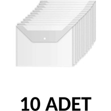 Noki Şeffaf A4 Çıtçıtlı Dosya Zarf Dosya 10 Adet