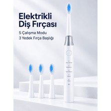 Masa Dostu 3 Yedek Başlık Hediyeli USB Şarjlı Beyaz Elektrikli Diş Fırçası Tdms-07