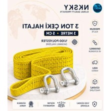 Odea 3 Ton Araç Çekme Halatı 3 Metre 5 cm Genişlik Güçlendirilmiş Uçlu Oto Çeki Halatı (Sarı)