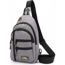 Loop Goldline Avm Unisex Çok Bölmeli Çapraz Ayarlanabilir Askılı Göğüs Omuz Çantası Gri