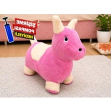 Odea Şişme Zıp Zıp Peluş Hayvan, Pembe-Beyaz Renk ile Eğlenceli