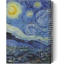 Odea A5 Spiralli Defter, Çizgili, 100 Sayfa, 22 Cm, Van Gogh Temalı