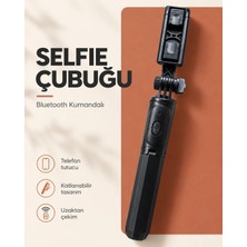 Teknoşık Bluetooth Kumandalı Katlanabilir Selfie Çubuğu ve Telefon Tutucu