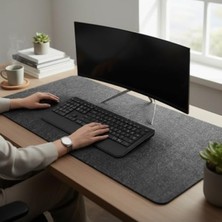 Odea Büyük Boy Keçe Mouse Pad, 3mm Kalınlık, Koyu Gri Renk (140X60 Cm)