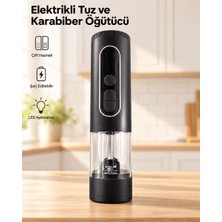 sbodurhome Tek Tuşla Kullanım Sunan LED Aydınlatmalı Elektrikli Tuz ve Karabiber Değirmeni
