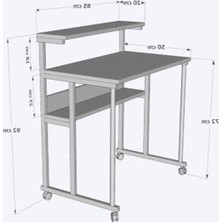 Odea Frenli Tekerlekli Çalışma Masası, 85X50 Cm, Laptop ve Bilgisayar Kullanımı Için