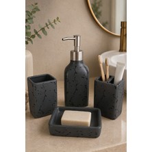 Renkliürün 4 Parça Seramik Banyo Seti Gri Desenli JY013