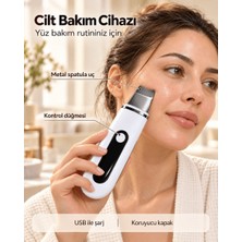 Alfa Brand Yüz Bakım Rutini Için Metal Uçlu USB Şarjlı Beyaz Cilt Bakım