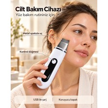 Teknoşık Yüz Bakım Rutini Için Metal Uçlu USB Şarjlı Beyaz Cilt Bakım I