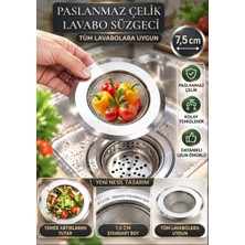 Sevora Home Tüm Lavabolara Uygun Paslanmaz Çelik Lavabo Süzgeci 7,5 cm Süzgeç
