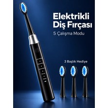 Teknoşık 3 Yedek Başlık Hediyeli USB Şarjlı Siyah Elektrikli Diş Fırçası