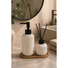 Renkliürün 3 Parça Seramik Banyo Seti Beyaz Dokulu AB001